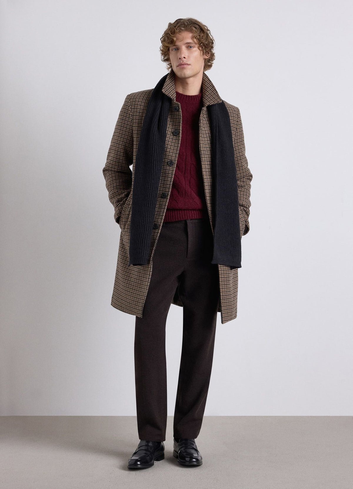 Pantalon droit micro-motif à poches