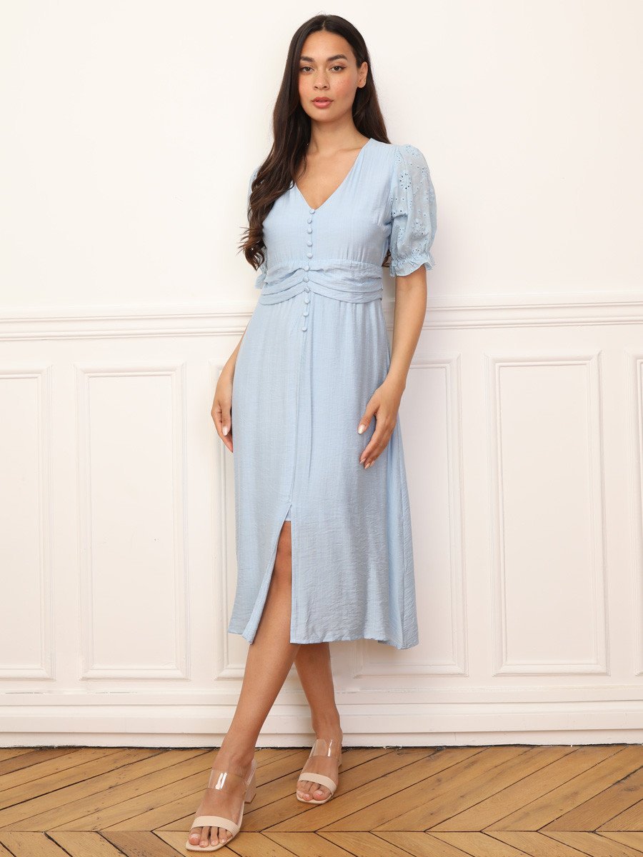 Robe mi-longue b manches ballon mtrzin zer9a fat7a