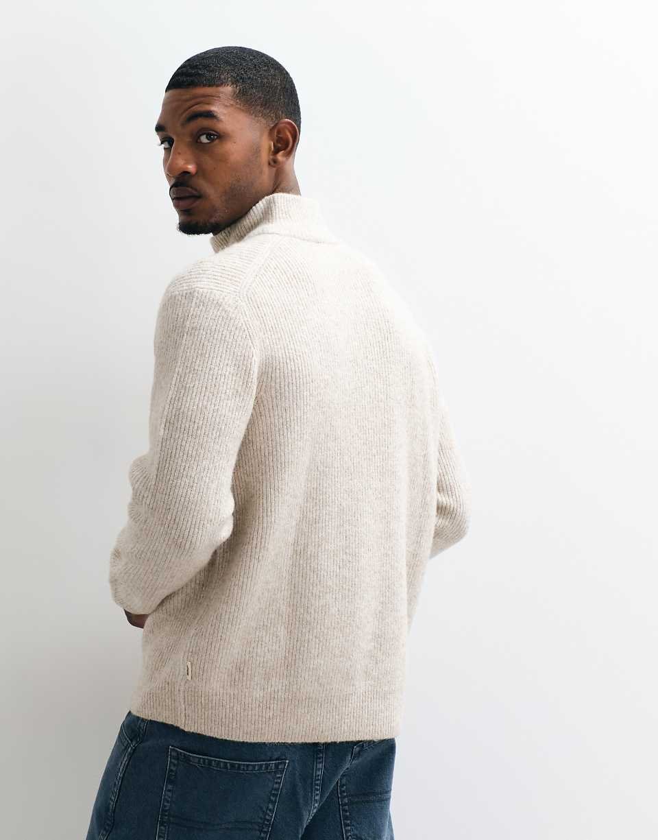 Pull oversize mzghbb b demi-zip - Crème