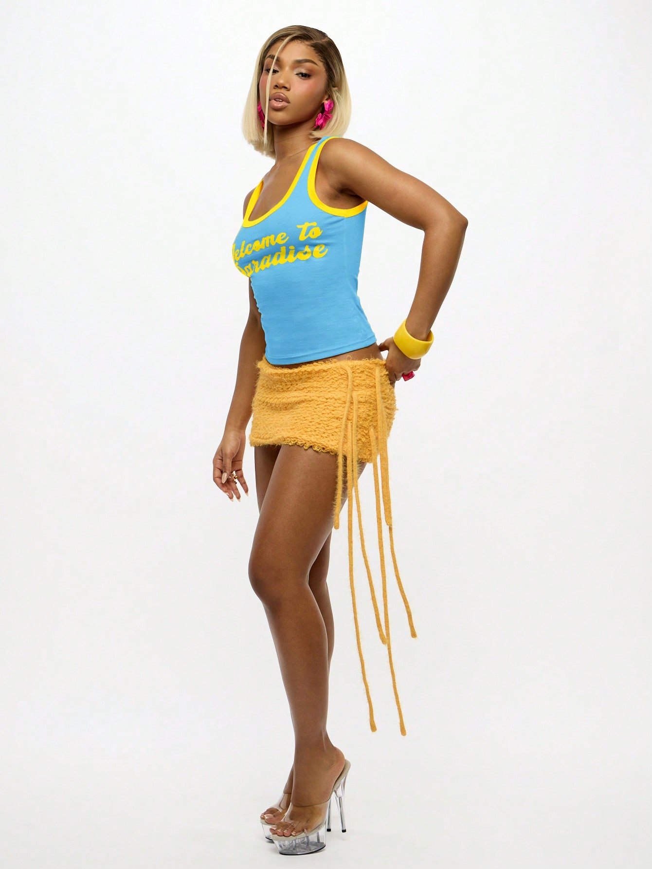Débardeur slim b slogan "Welcome to Paradise"