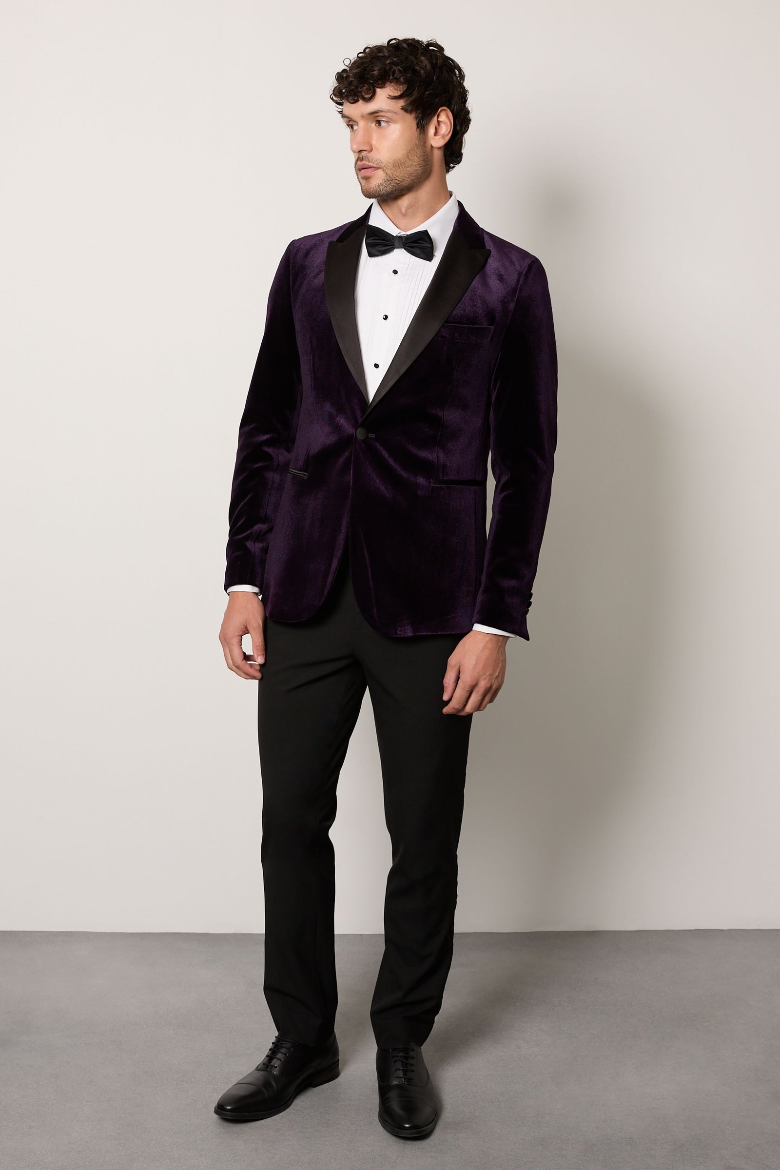 Veste de smoking ajustée en velours violet