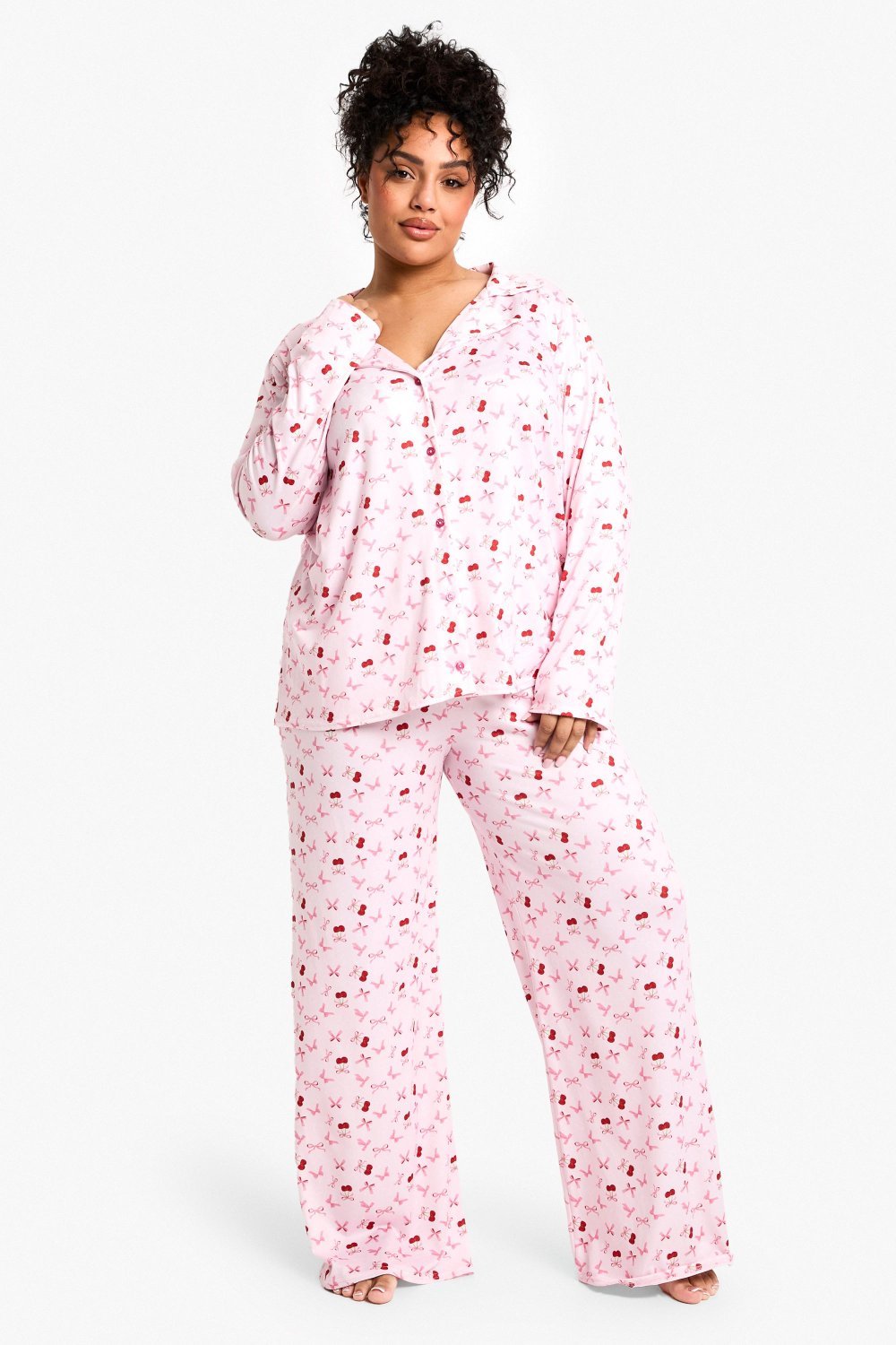 Pyjama haut et pantalon à cerises - Grande taille