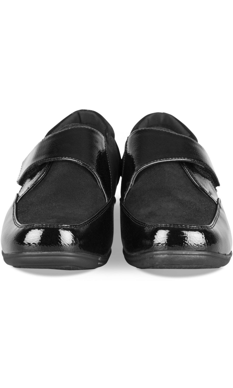 Black wedge hook-and-loop shoes