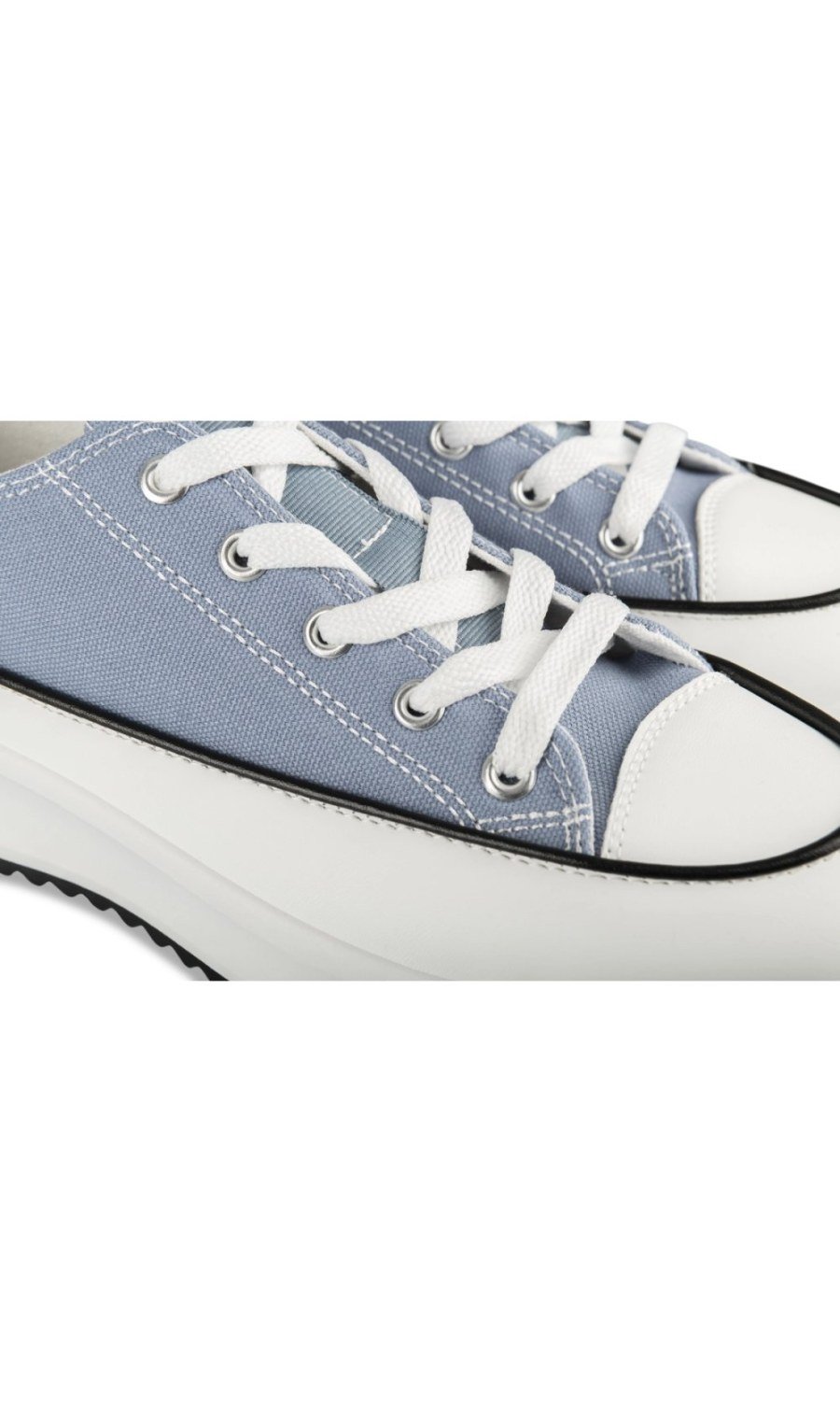Blue canvas cleated platform sneakers