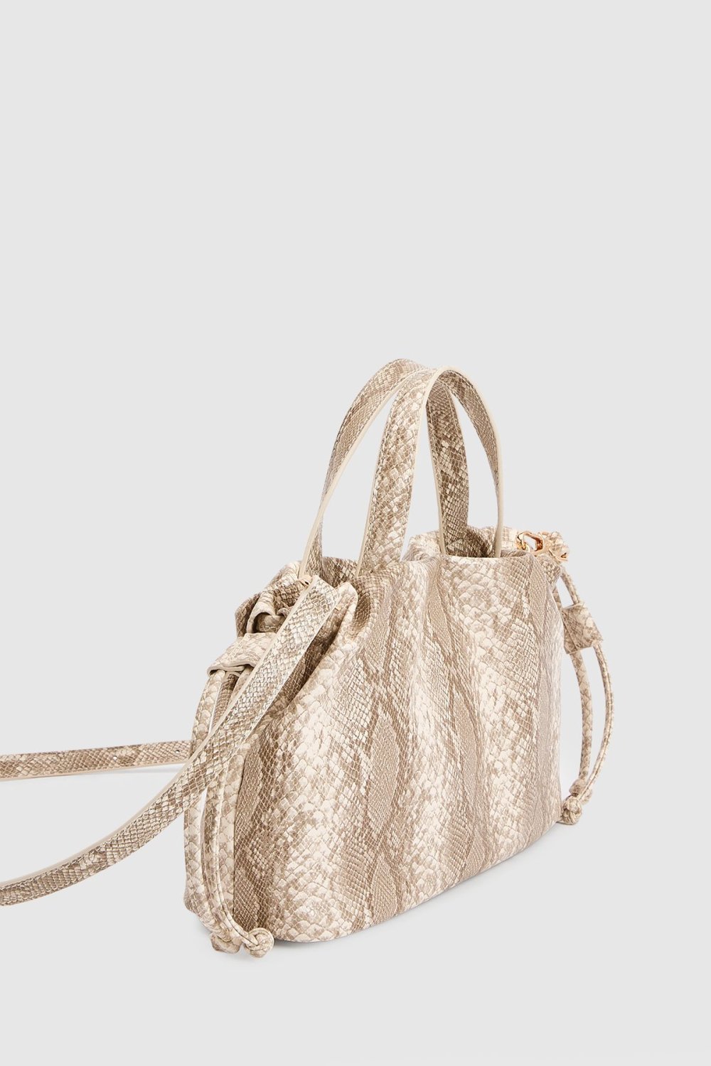 Ruched snake-effect grab bag