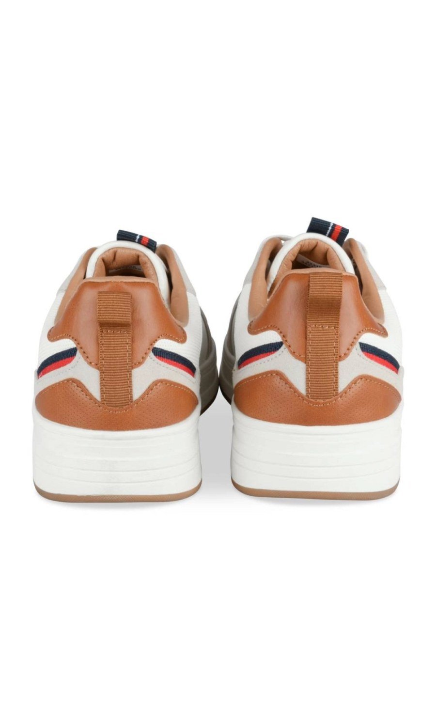 Baskets rétro contrefort camel blanches
