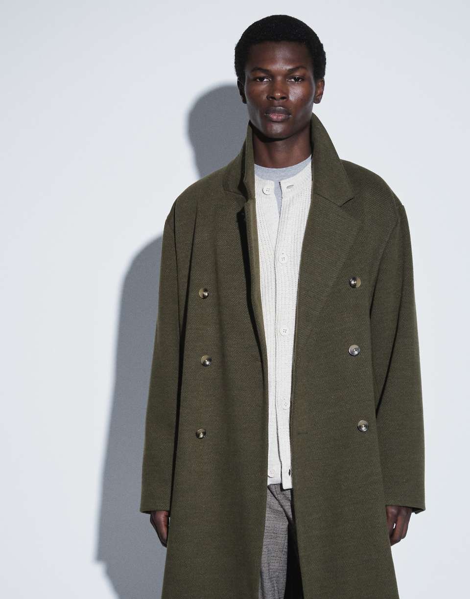 Manteau oversize effet laine vert