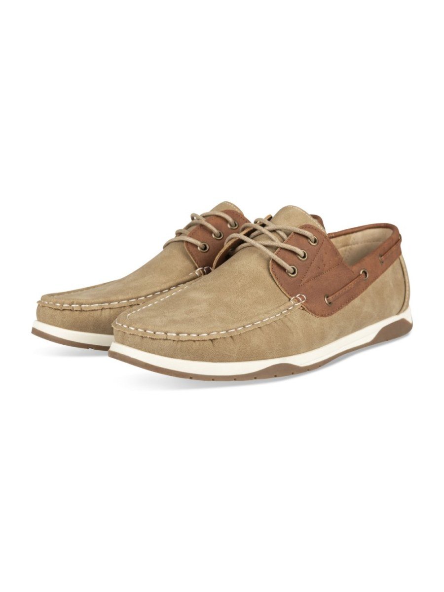 Beige two-tone boat shoes