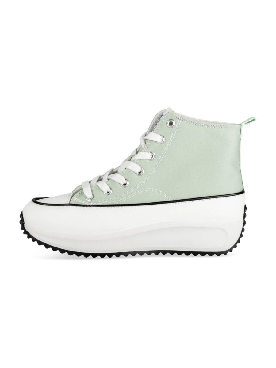 Mint green high-top platform sneakers