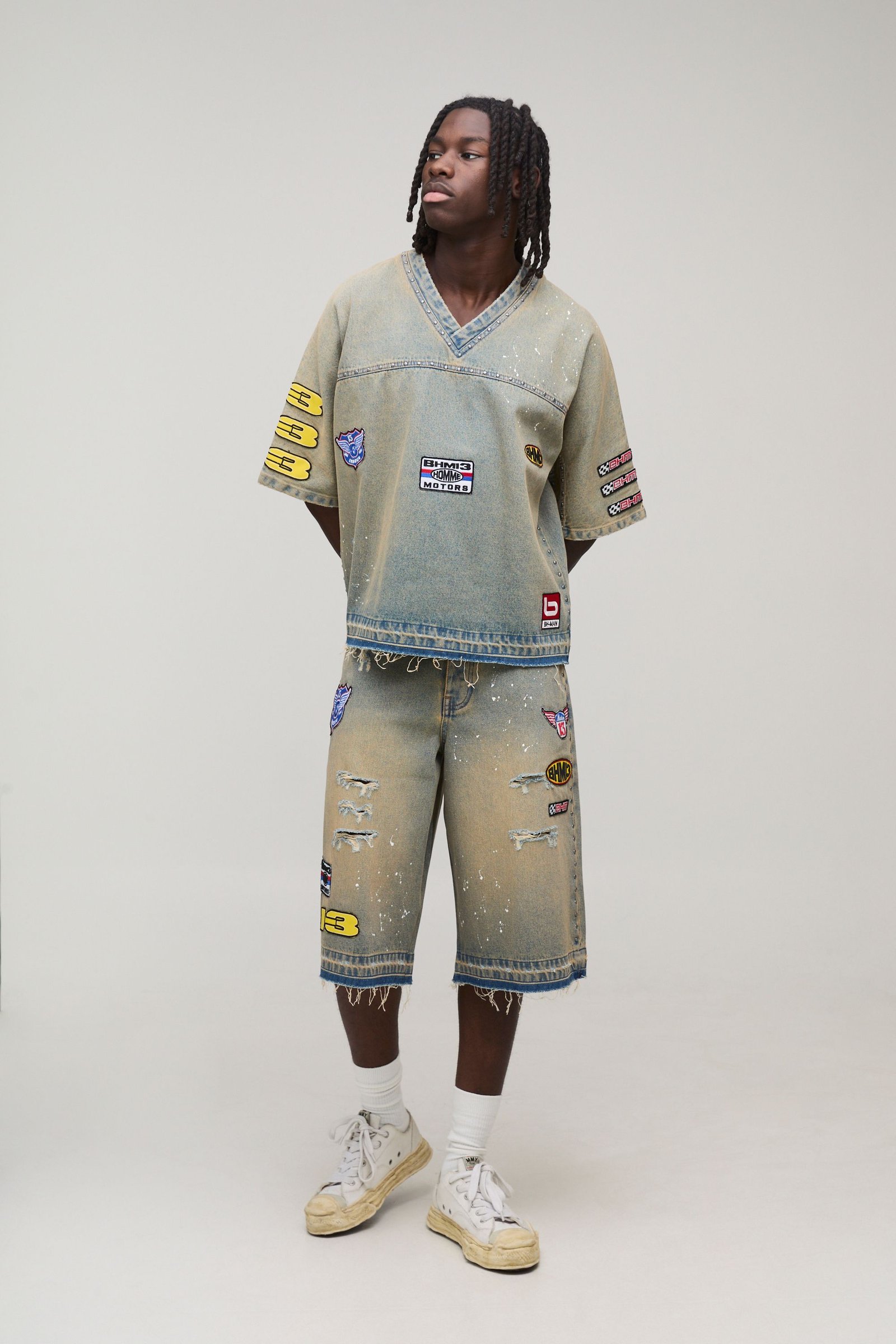 Short jean twil mghsoul b badge moto