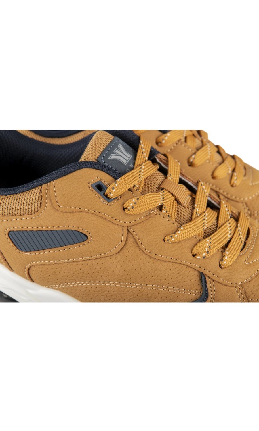 Camel mixed-texture sneakers with air bubble sole