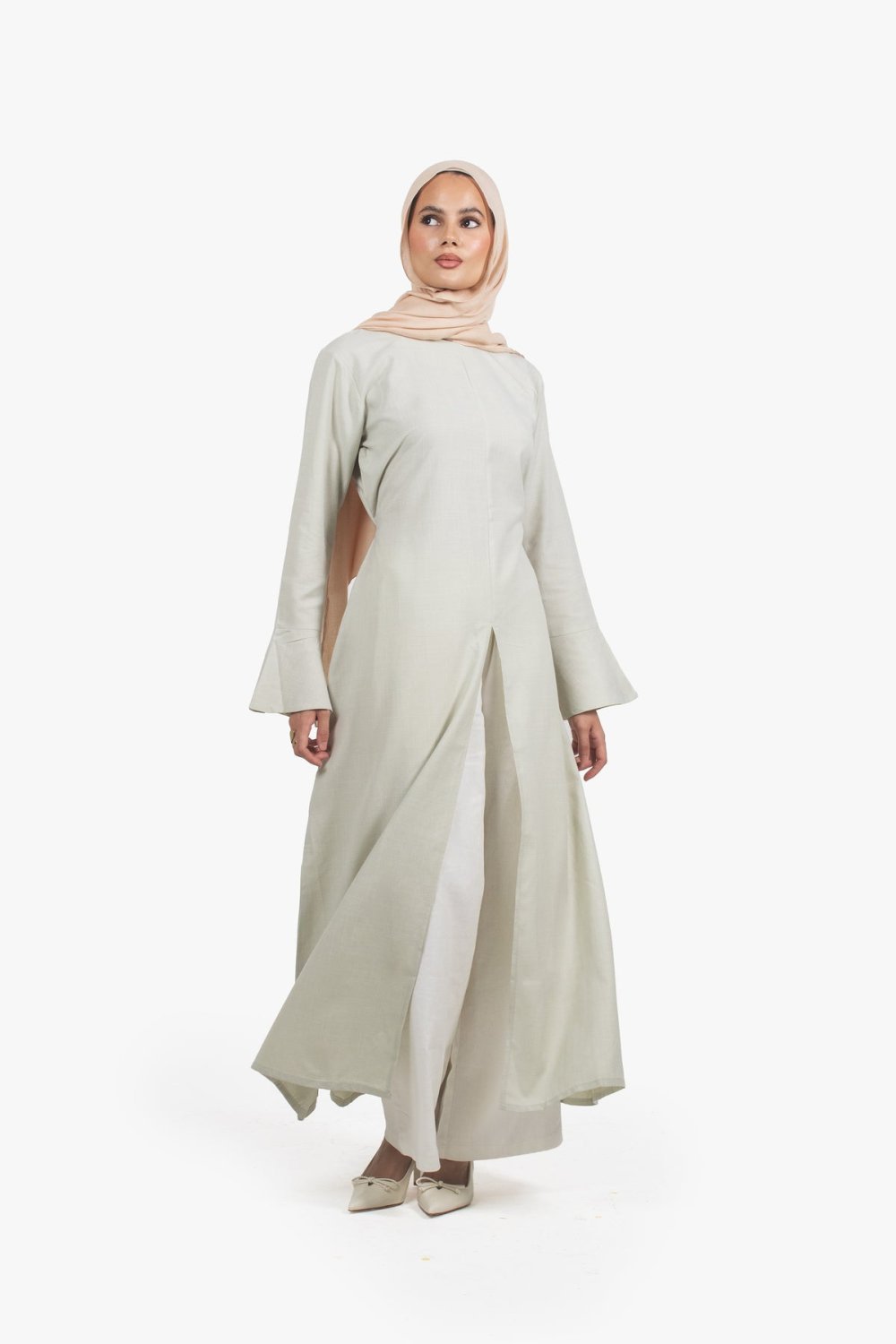 Front-slit maxi dress - Sage