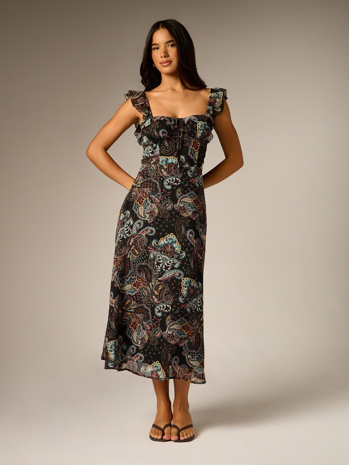 Robe boho mi-longue mousseline b naqcha cachemire