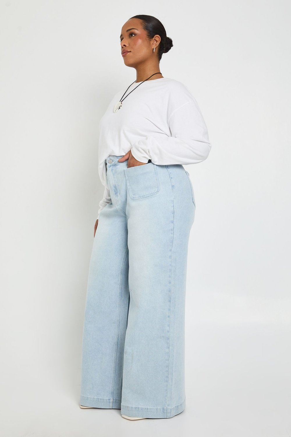 Jean large taille haute stretch - Grande taille