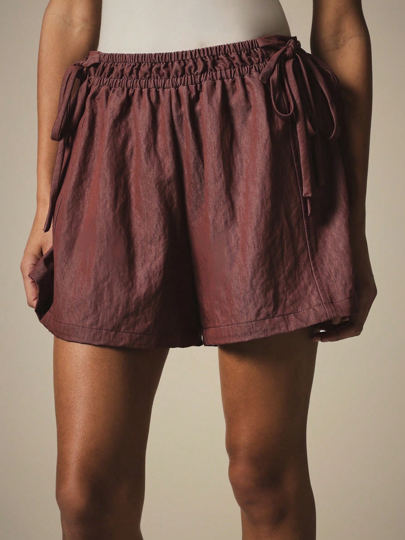 Short En Lin À Taille Coulissante