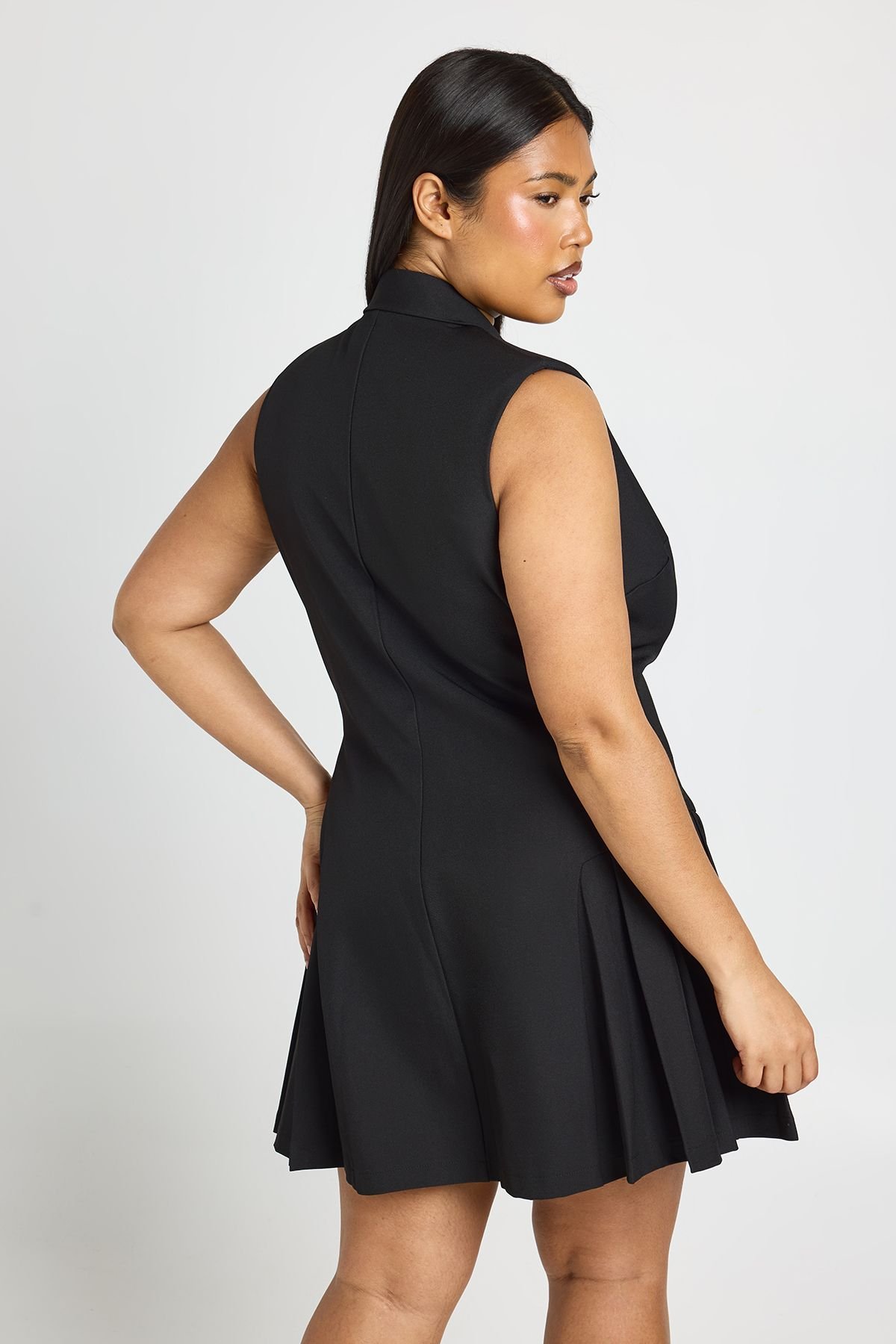 Robe blazer patineuse plissée - Grande taille