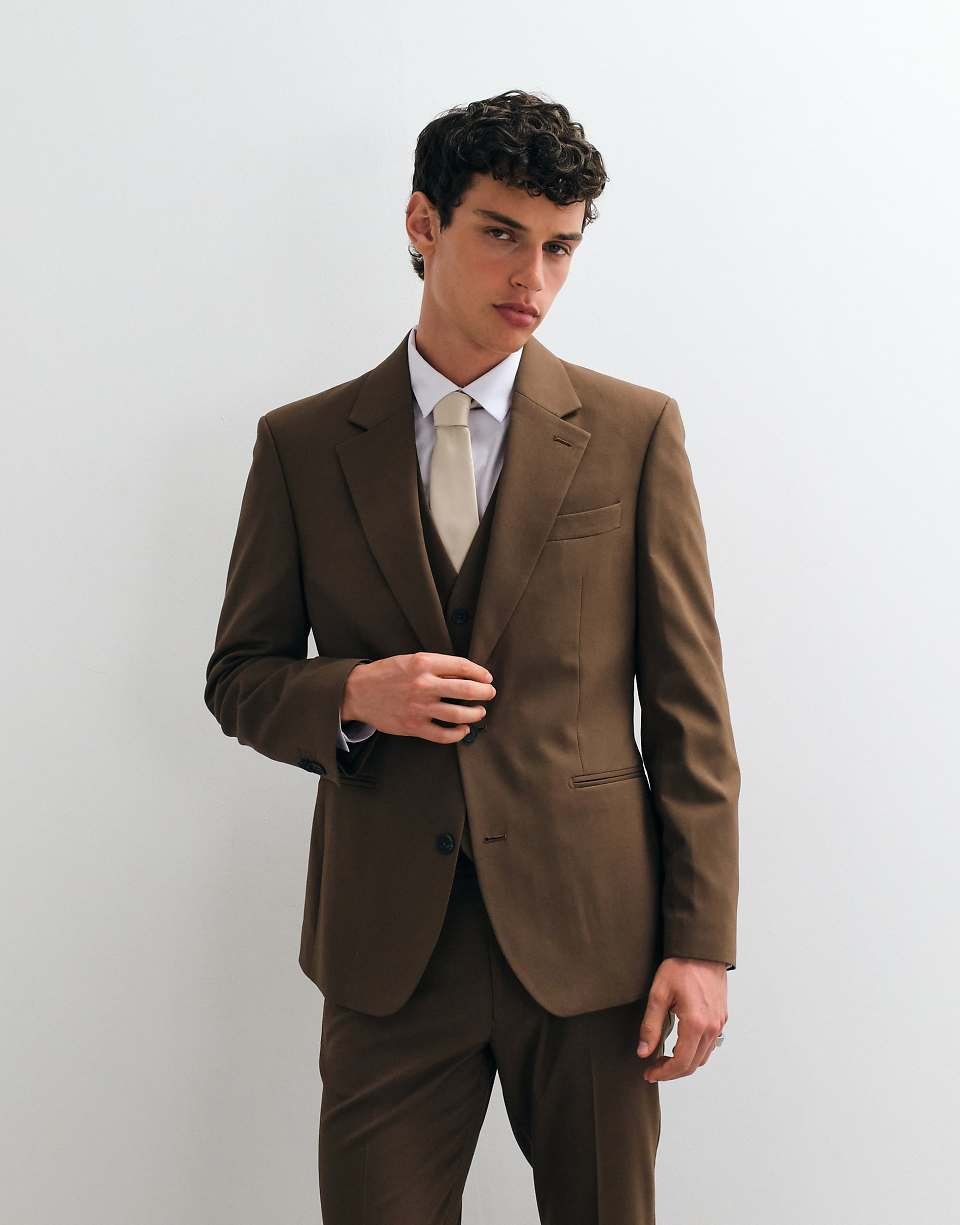 Veste de costume ajustée - Marron moyen
