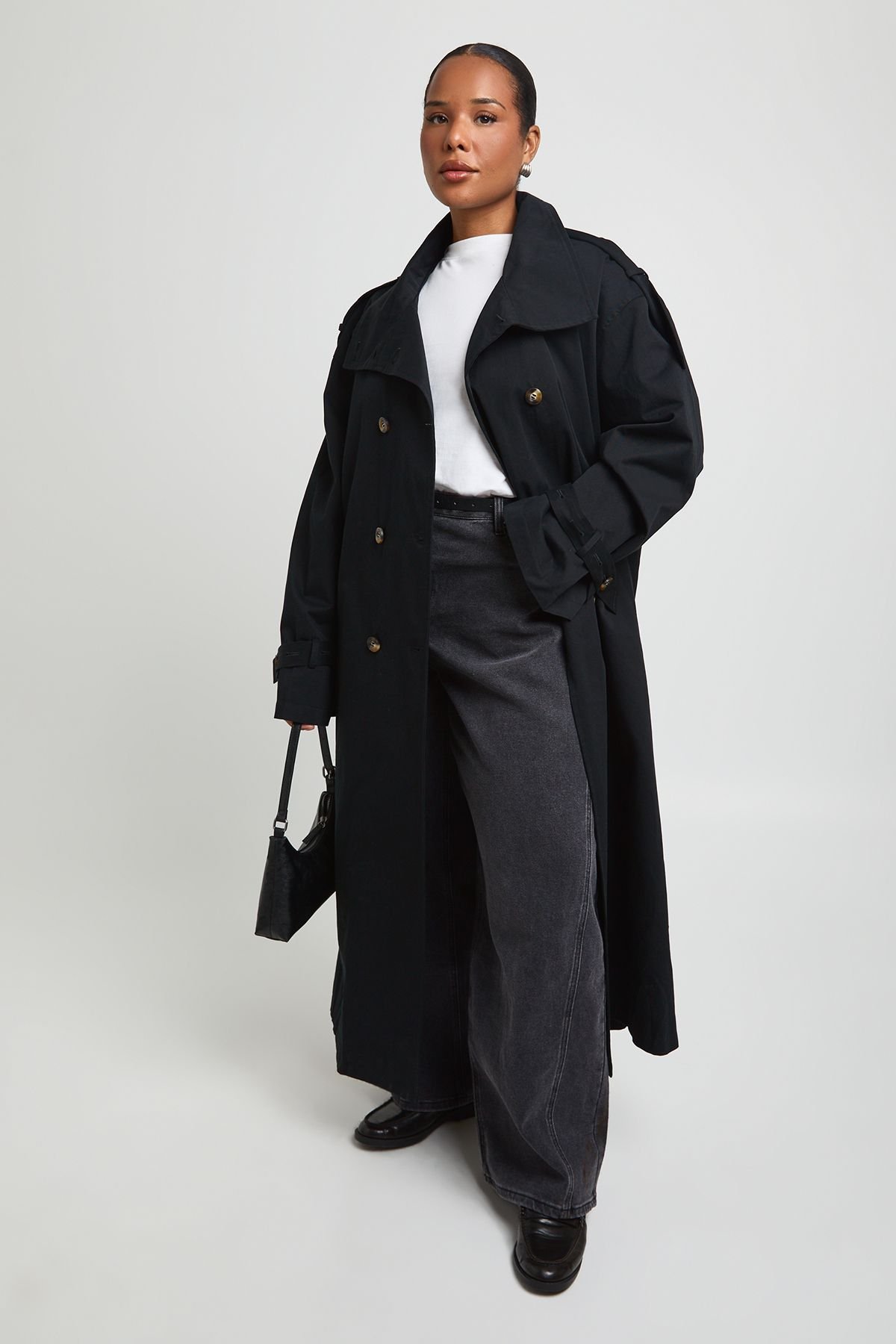 Double-breasted high neck trench - Plus size