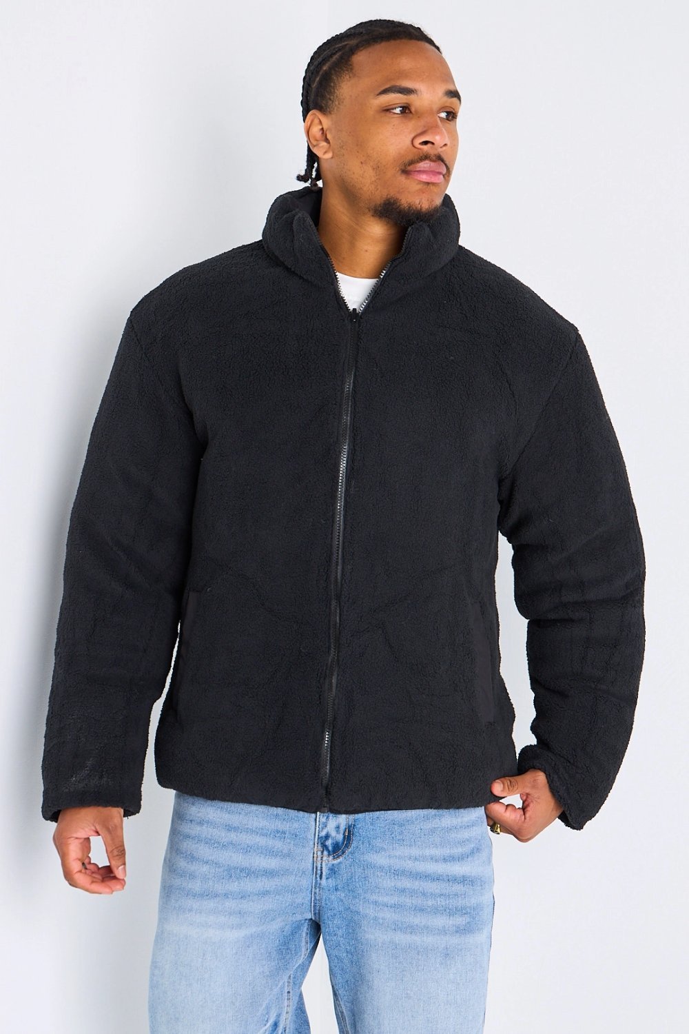 Doudoune réversible aspect mouton noire