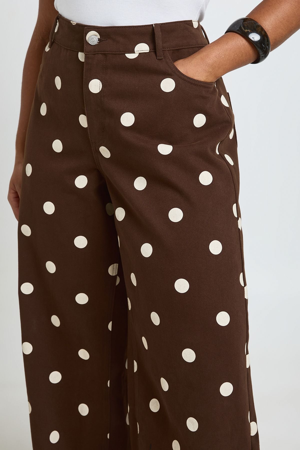 Jean large taille haute à pois - Grande taille