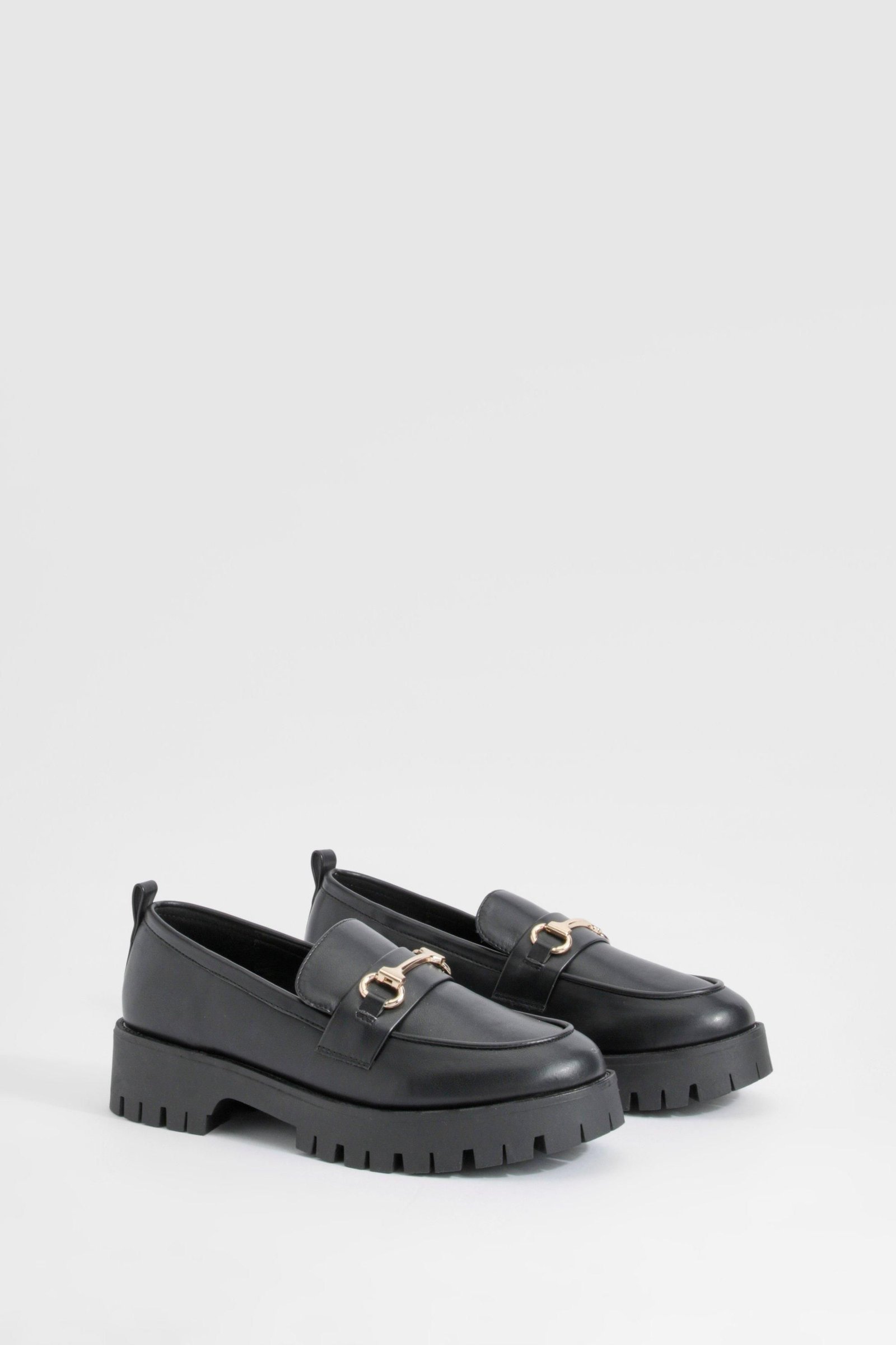 Wide-Fit Chunky-Sole T-Bar Loafers