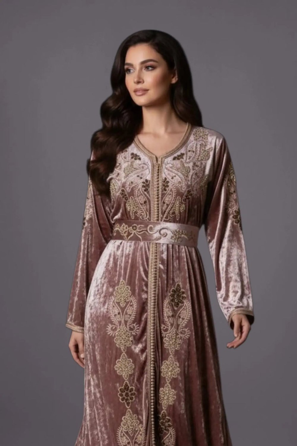 Caftan f velours rose 9dim