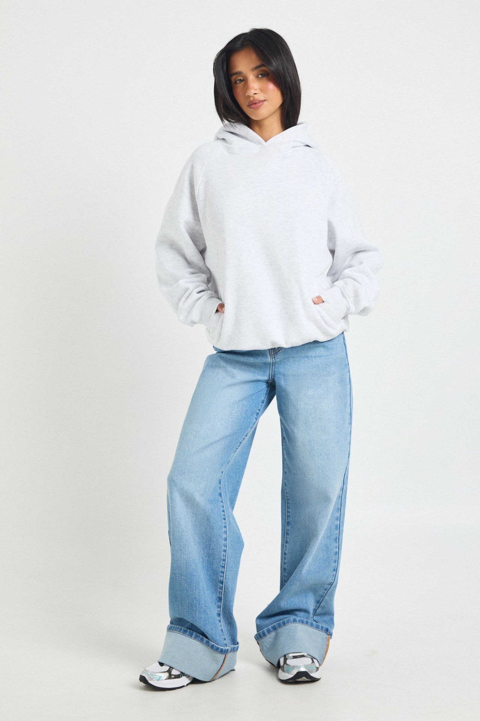 Petite Oversized Raglan-Seam Hoodie