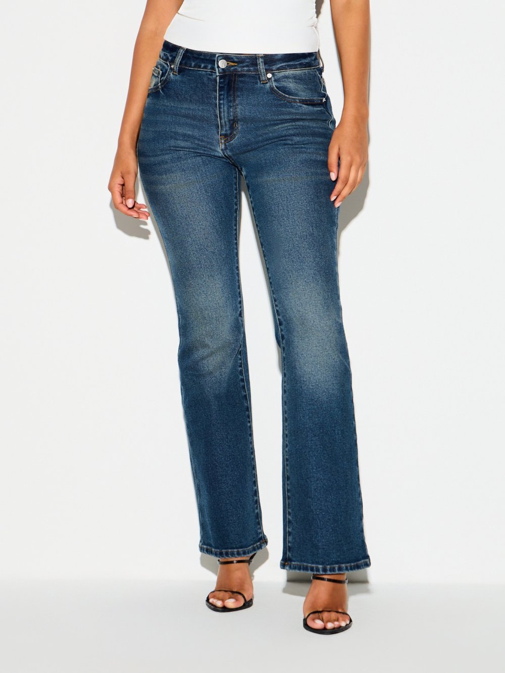 Five-pocket mid-rise bootcut jeans