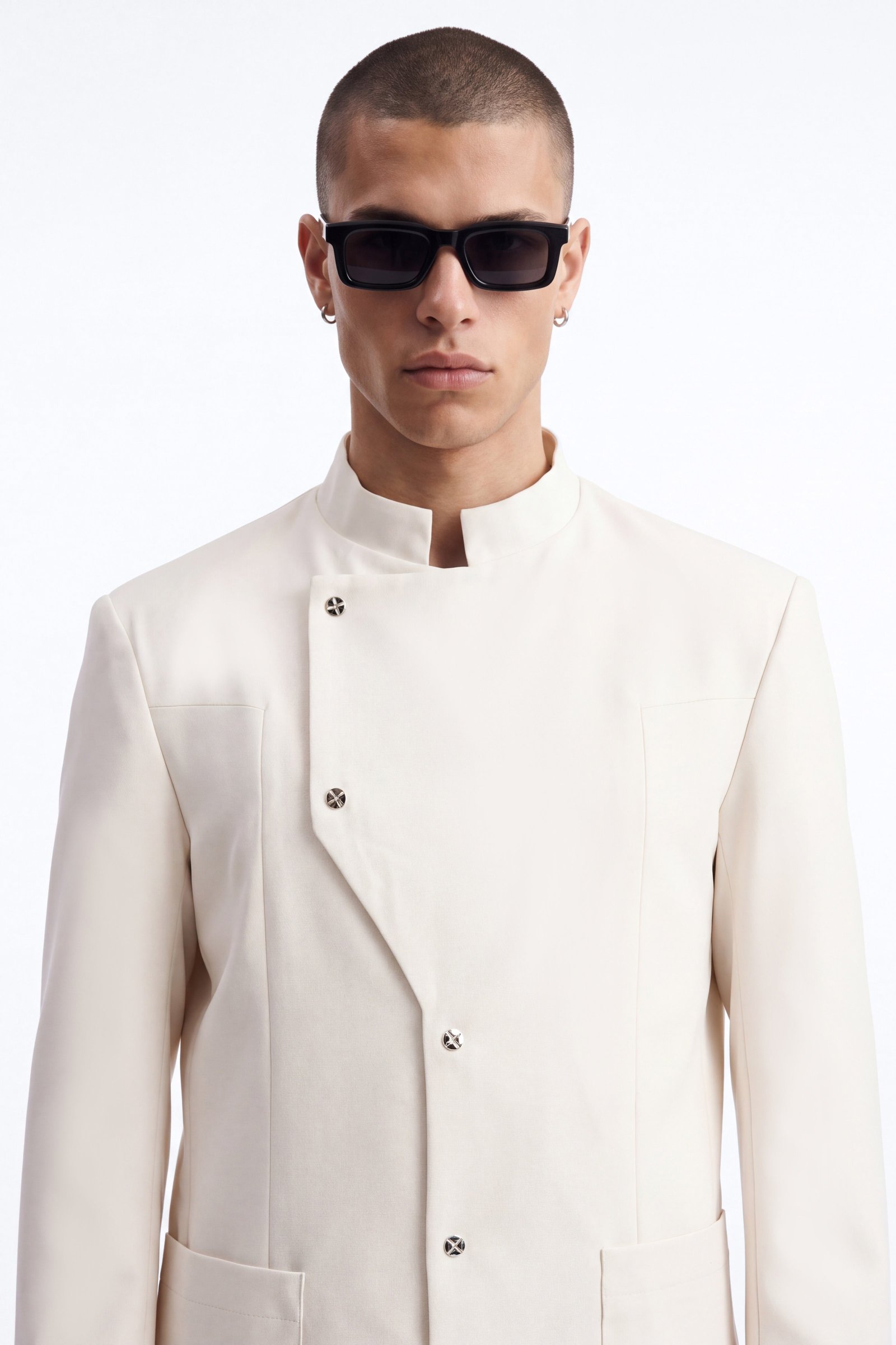 Veste asymétrique b col mao