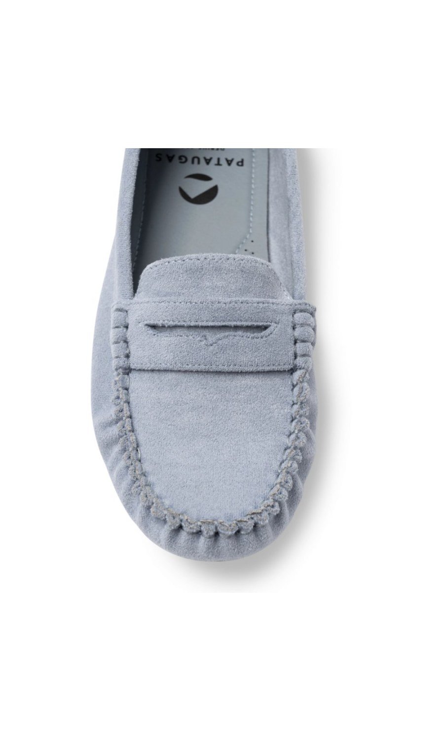 Blue faux suede loafers