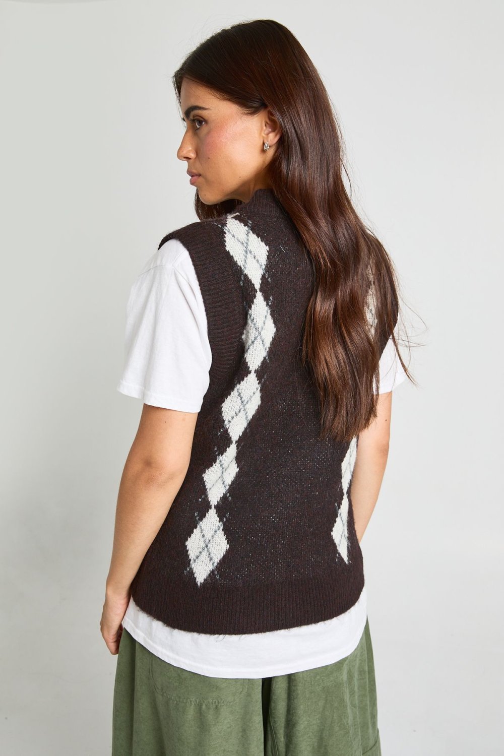 Chocolate argyle sweater vest