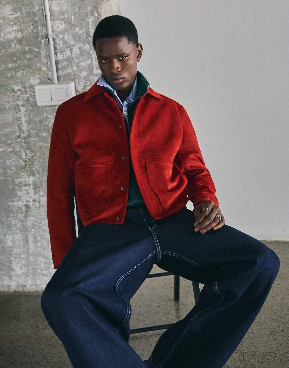 Veste en daim synthétique rouge