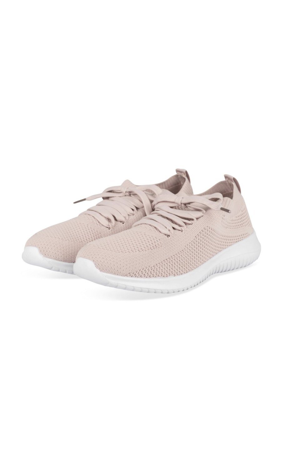 Powder pink knit lace-up sneakers