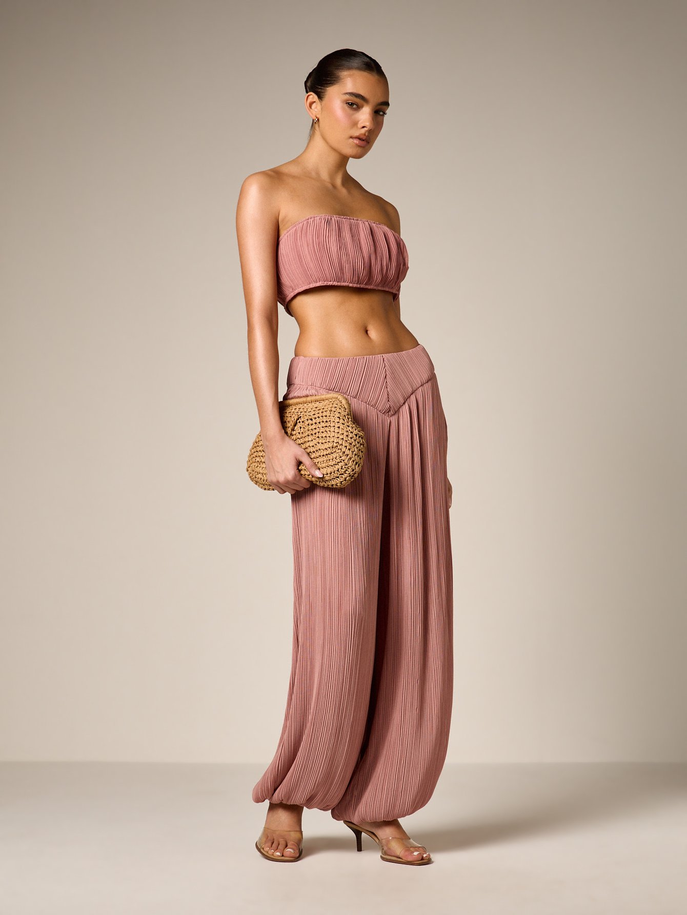 Ensemble top bandeau plissé w serwal palazzo