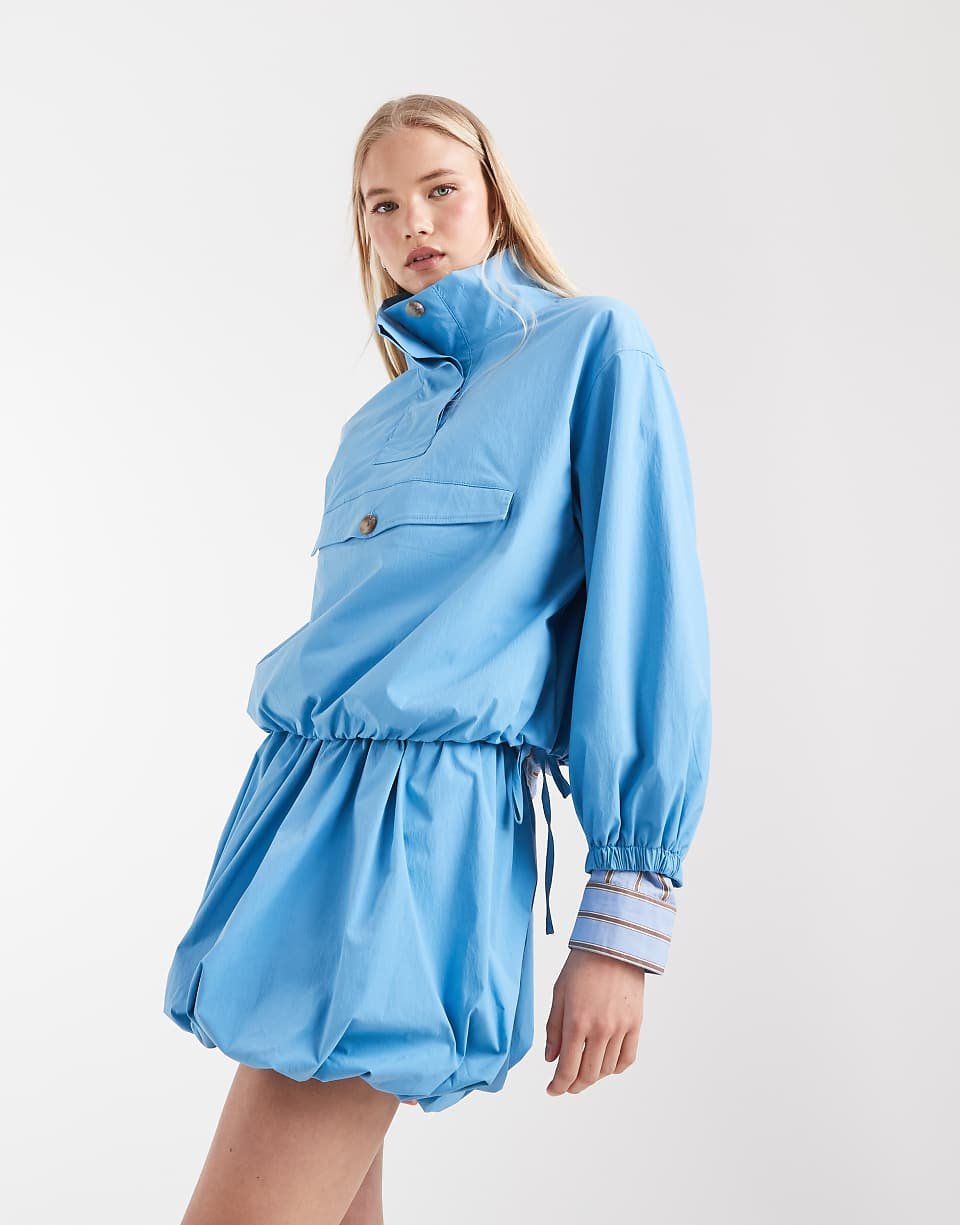 Short coord en popeline effet papier aqua
