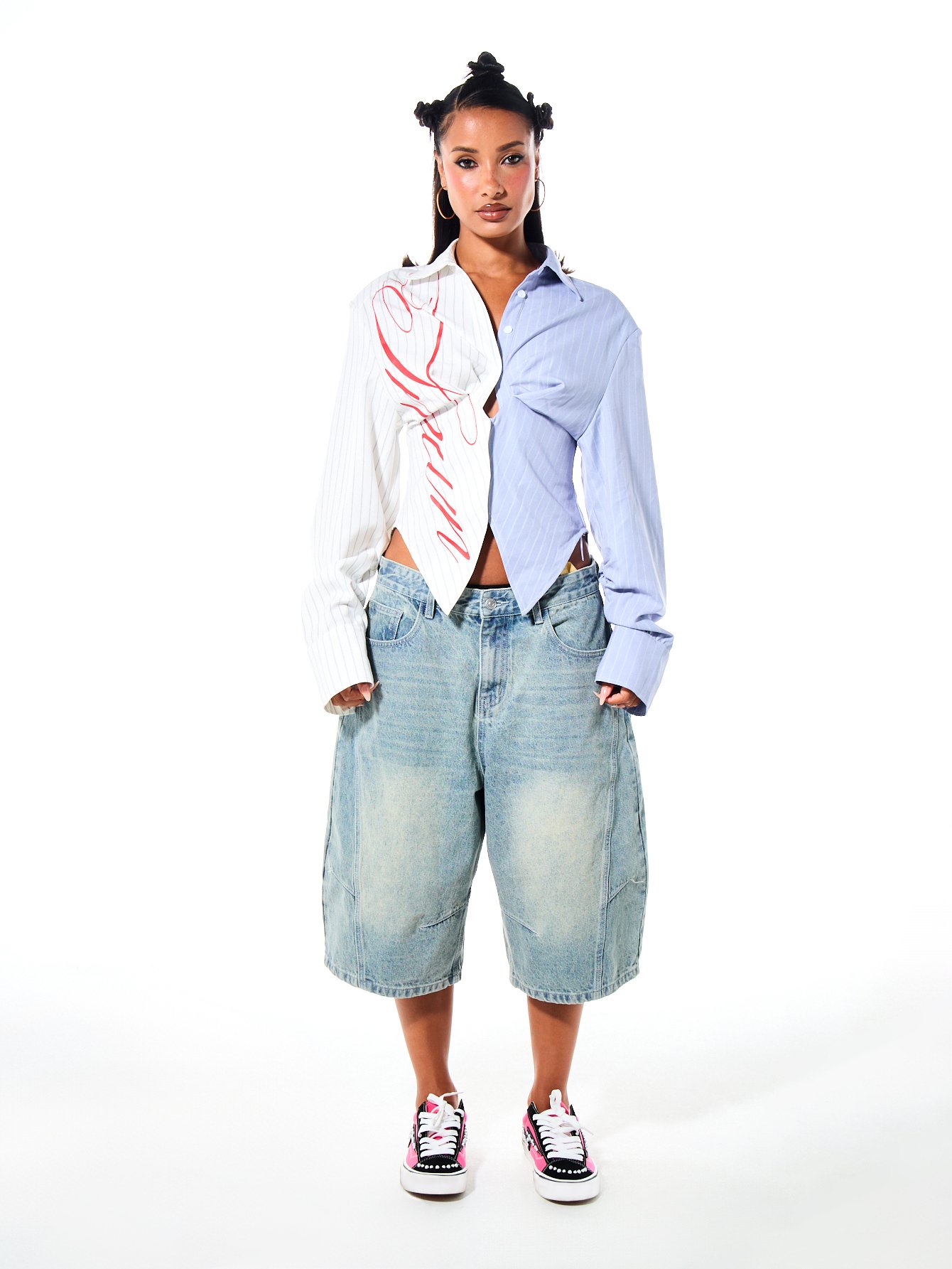 Chemise 9sira oxford b khtout rqaq w dher corset
