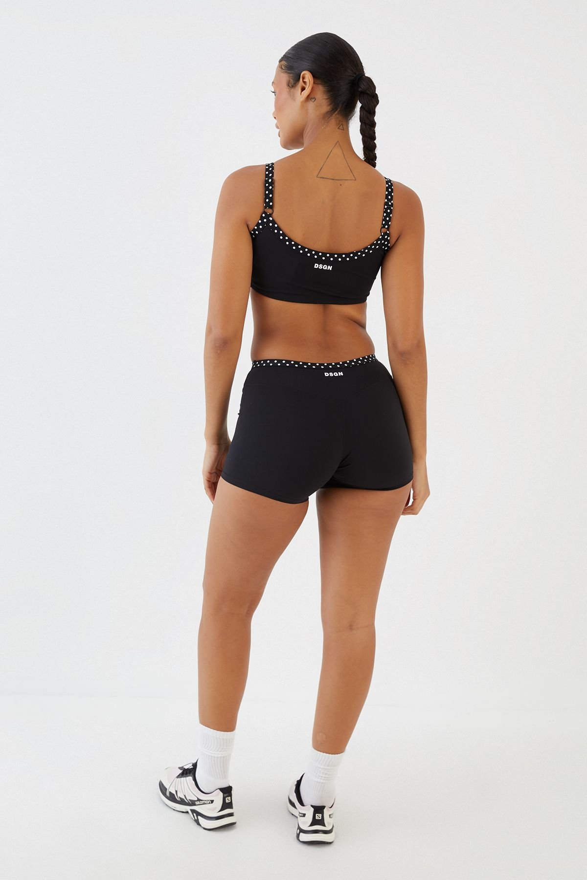 Short de sport moulant à pois - Noir