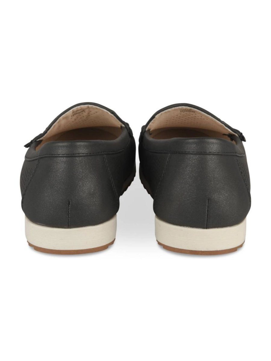 Black perforated horsebit loafers