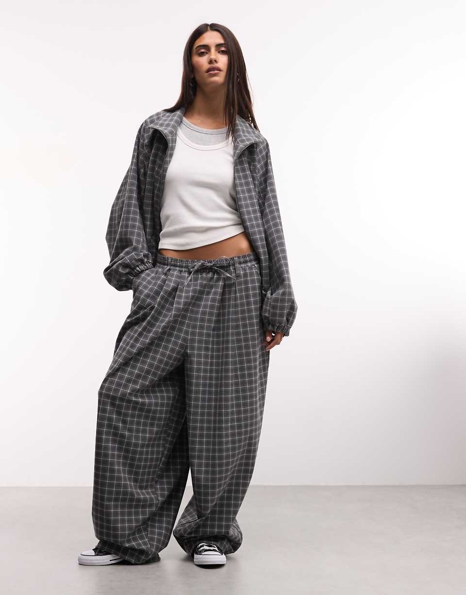 Pantalon de costume XL ballon à carreaux en ensemble 2 pièces