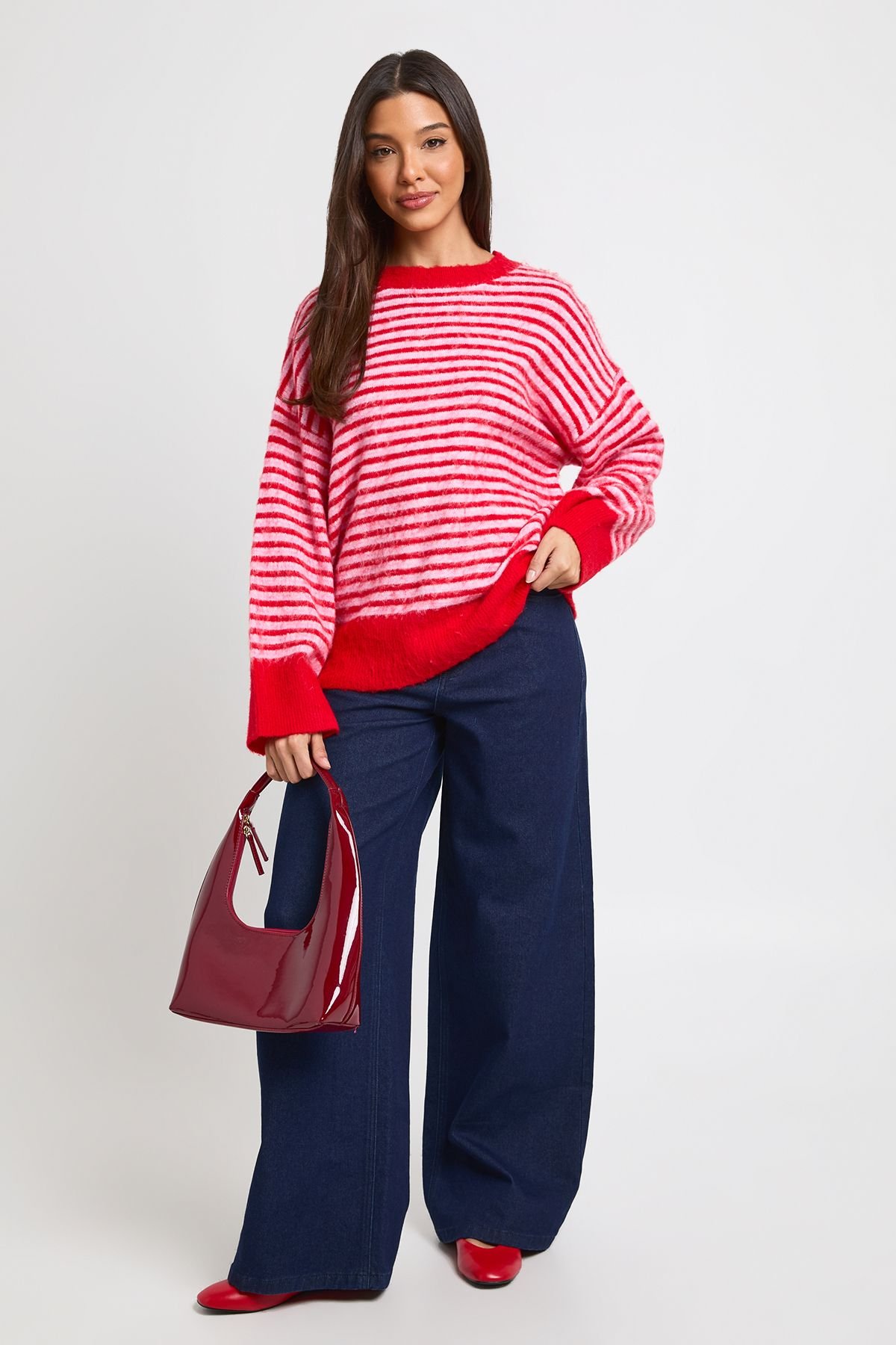 Pull maille rayures fines ultra doux coupe oversize