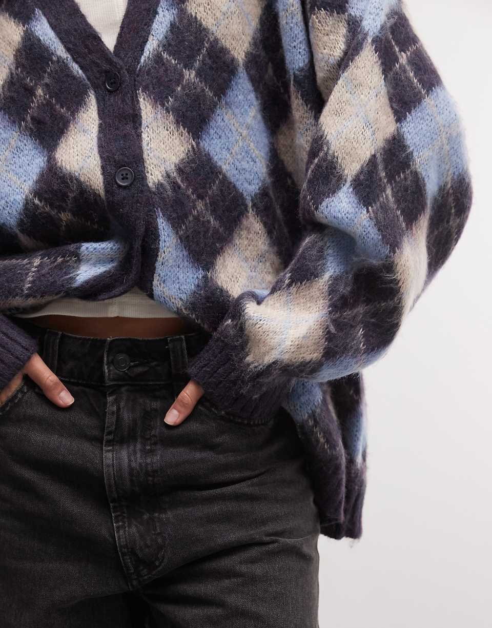 Cardigan oversize unisexe b losanges byed w zra9