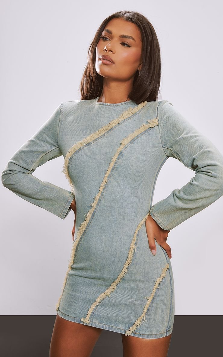 Robe Mini À Détails De Coutures Effilochées