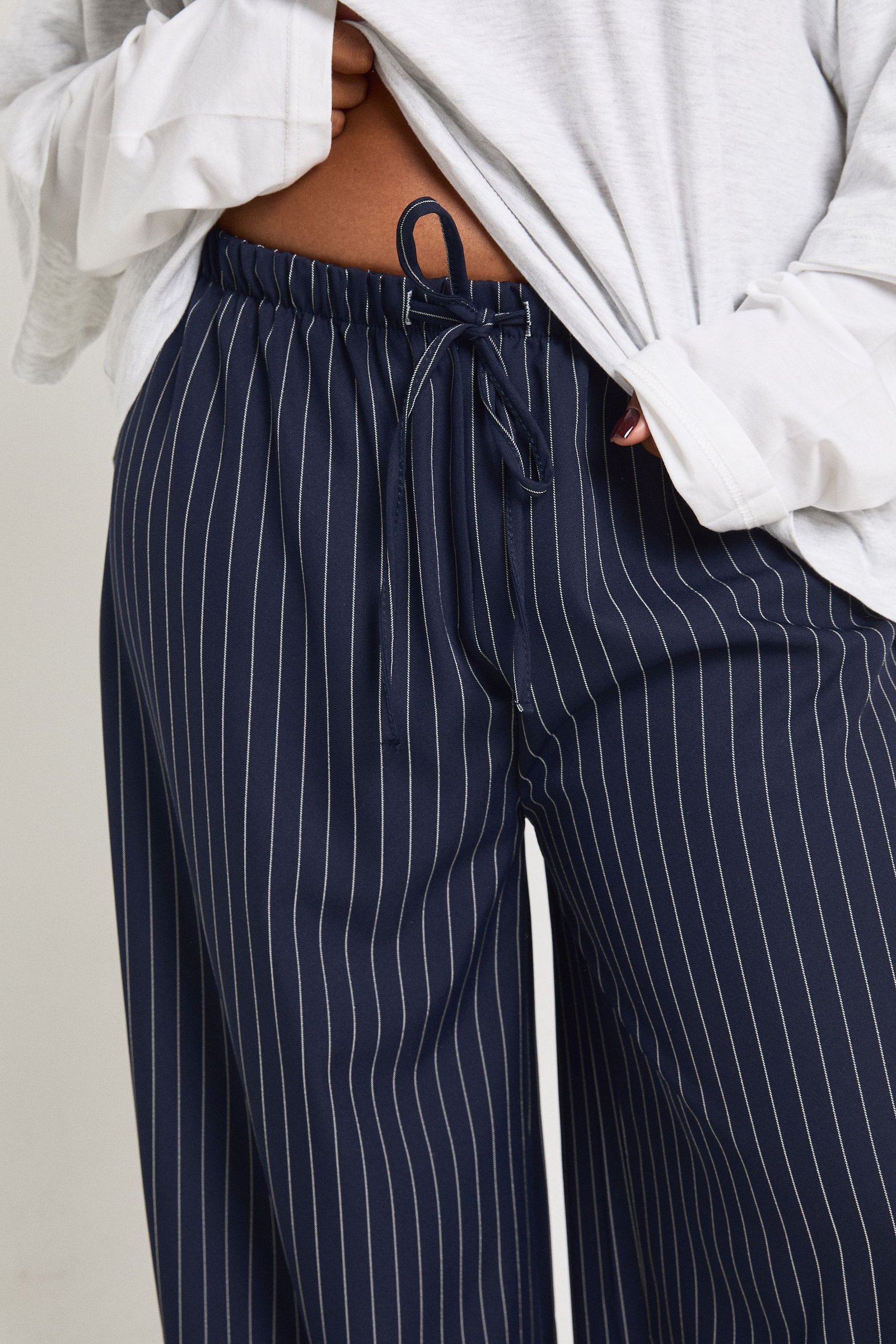 Pantalon à rayures tissées taille - Grande taille