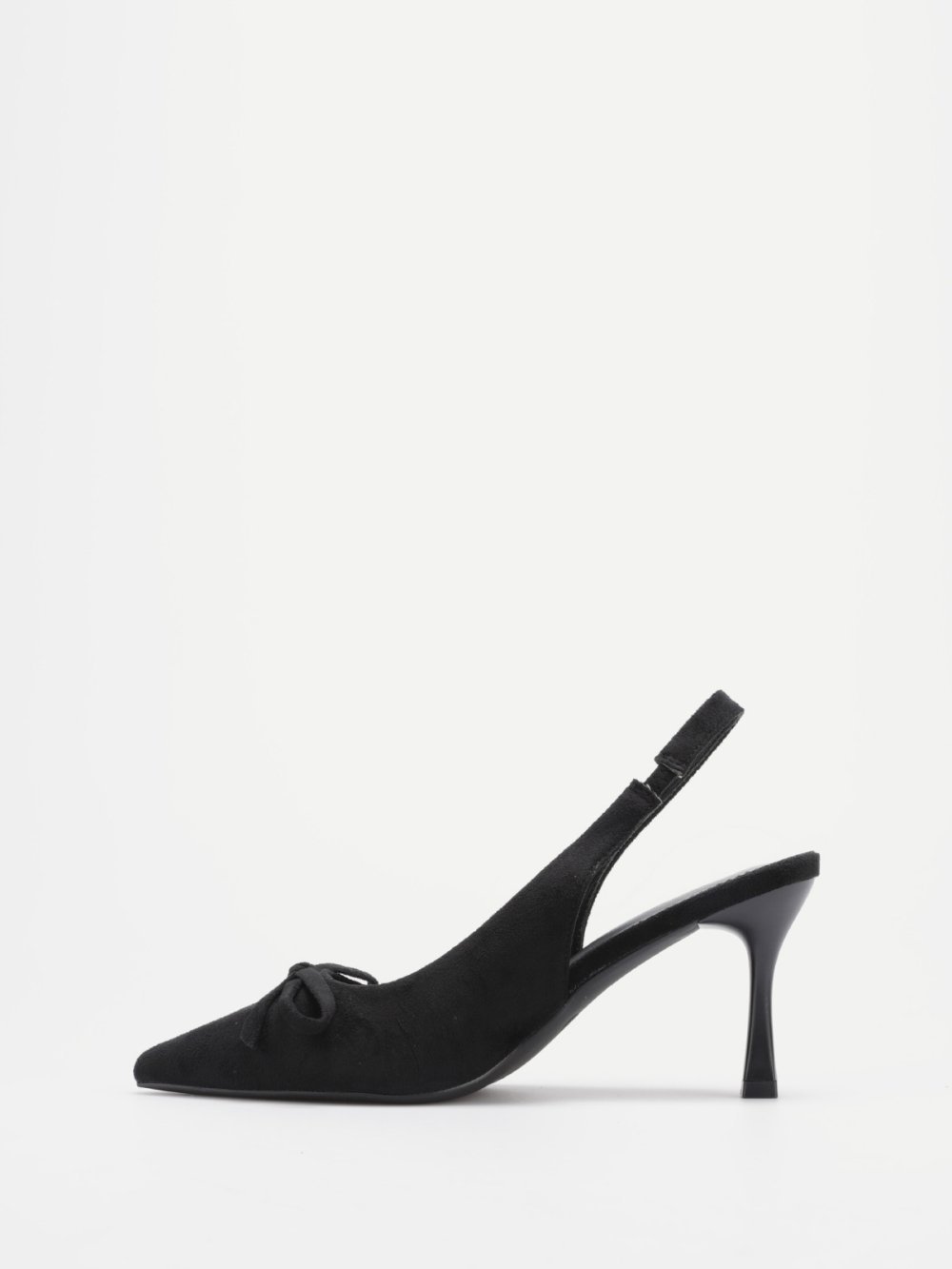 Escarpins slingback en suédine à nœud noirs