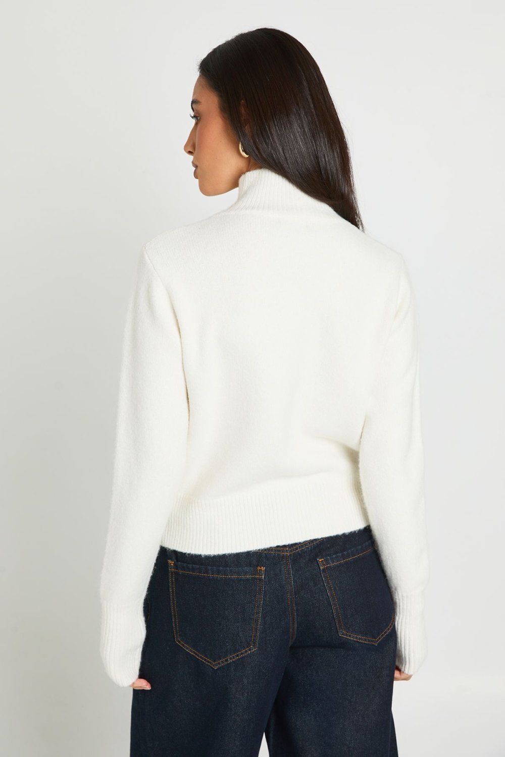 Cream brushed button-up cardigan
