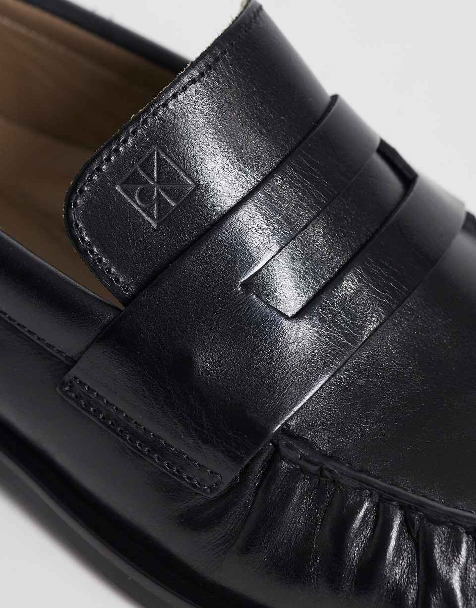 Claquettes en cuir véritable - Noir