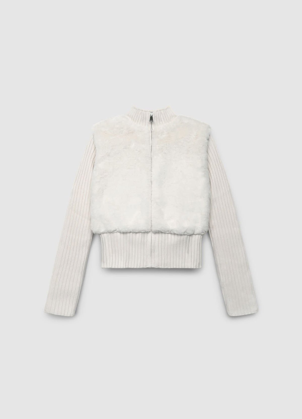 Pull zippé à empiècement peluche