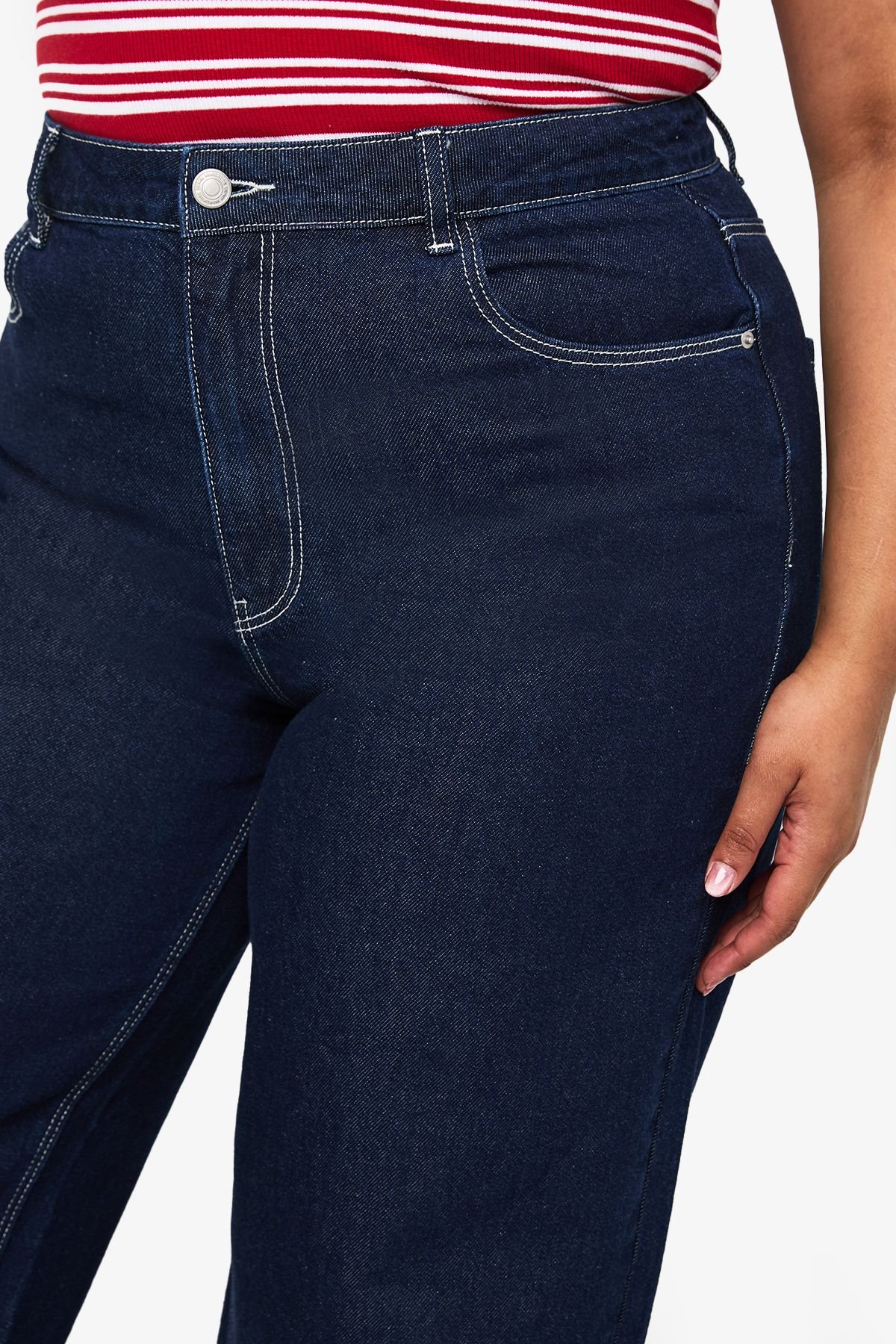 Jean à coupe ample et taille mi-haute - Grande taille