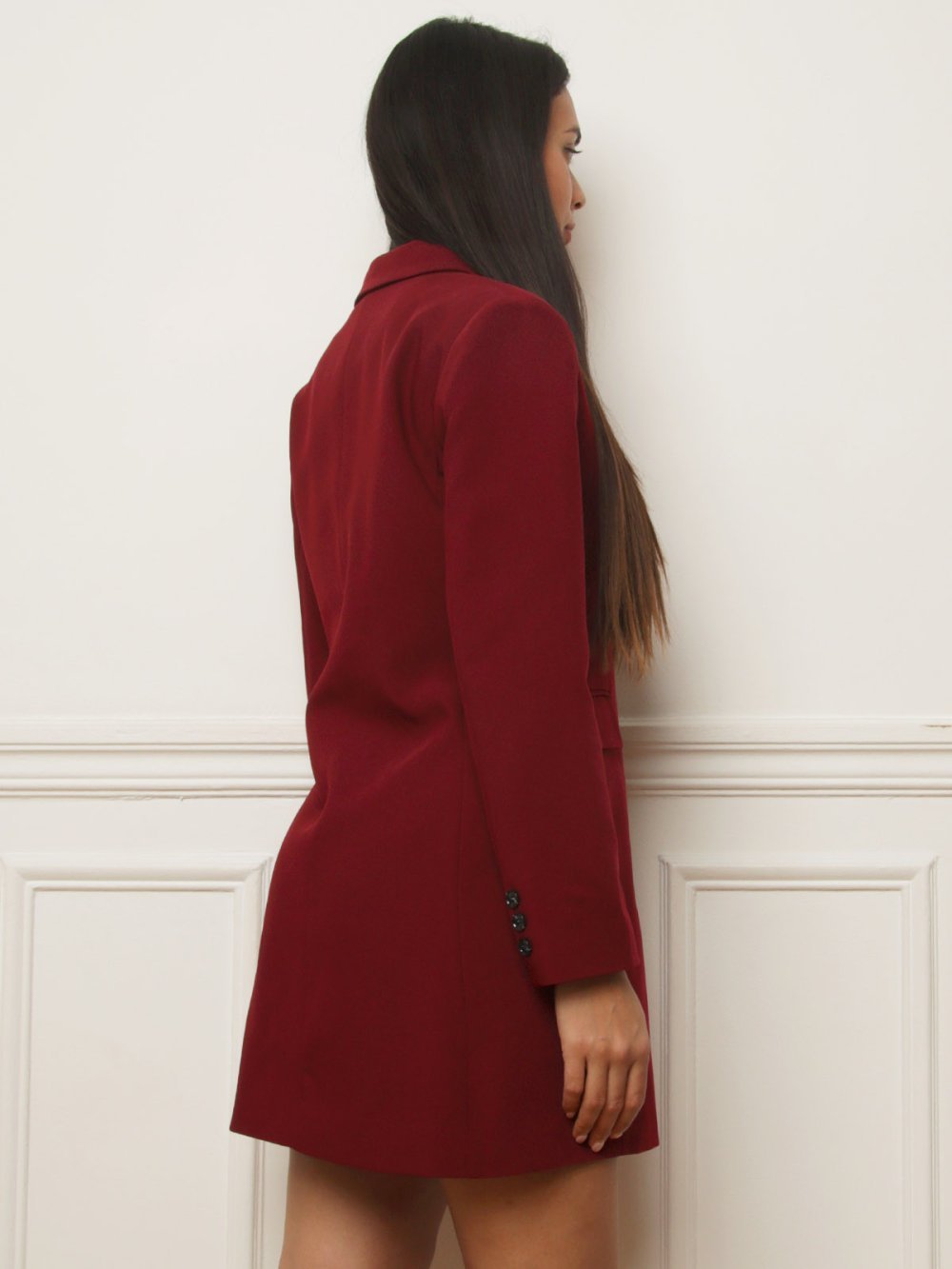 Burgundy buttoned blazer dress