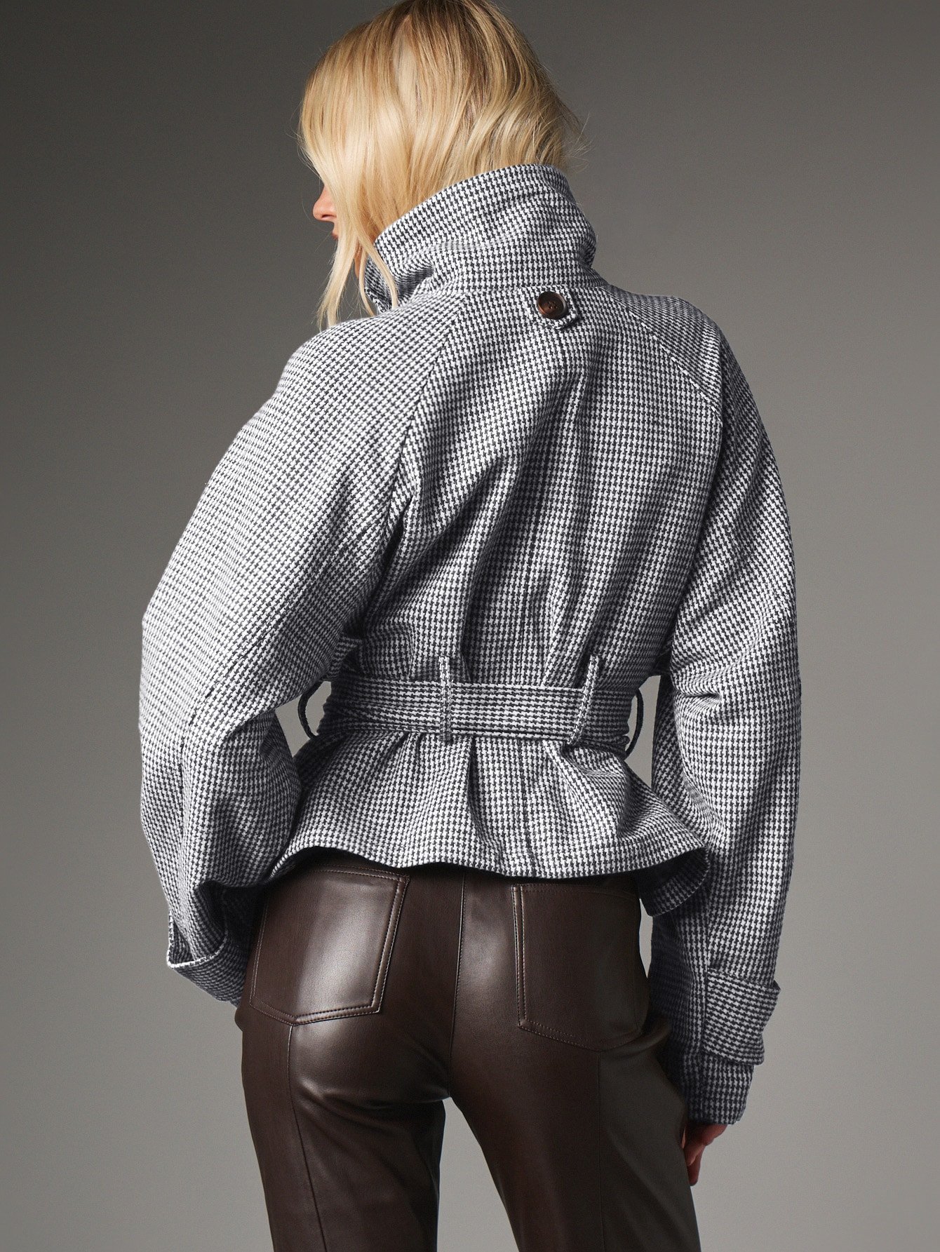 Trench-coat qsir b motif pied-de-poule